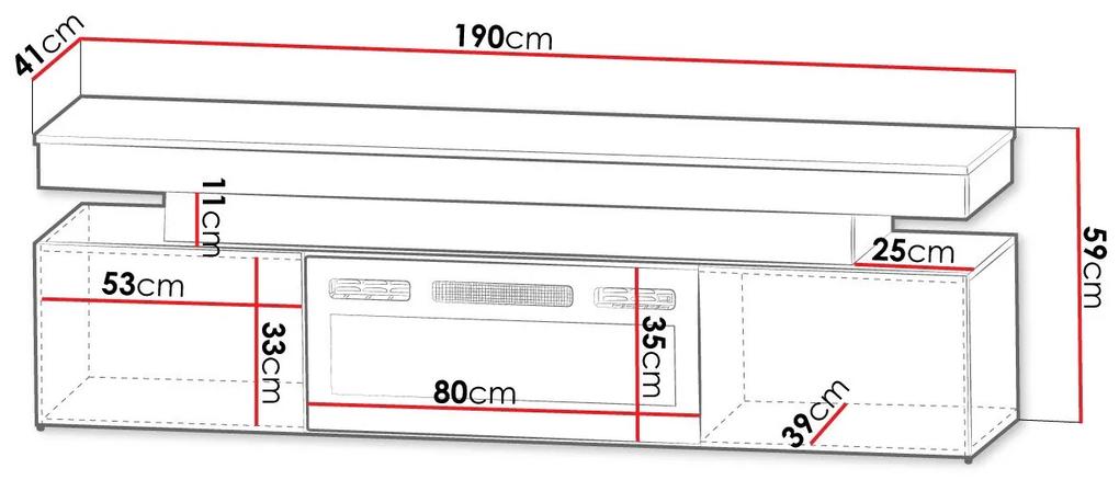 Τραπέζι Tv Merced N104, Γυαλιστερό λευκό, Άσπρο, 190x59x41cm, 84 kg | Epipla1.gr