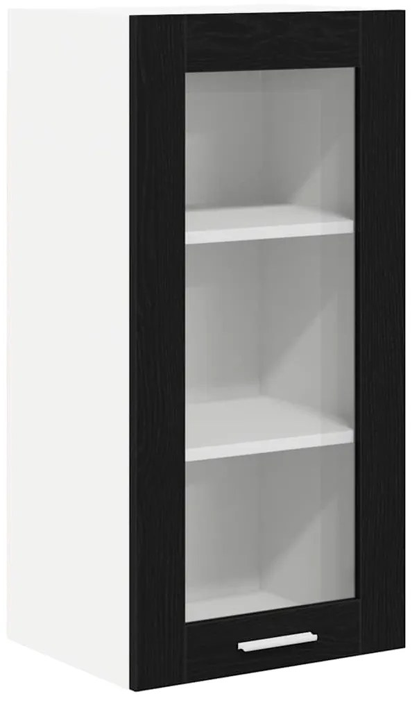 vidaXL Κρεμαστό ντουλάπι με πόρτα 2 pcs Μαύρη Οξυά 40 x 31 x 80 εκ.