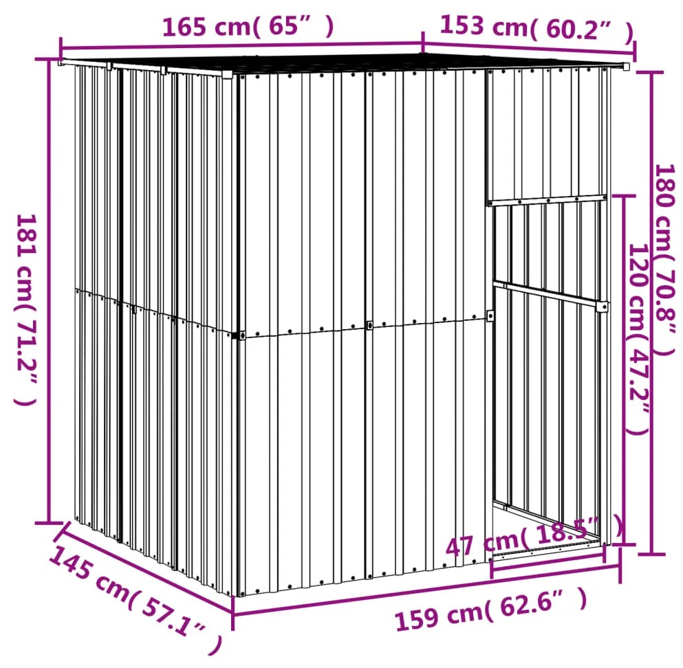 vidaXL Σπιτάκι Σκύλου με Οροφή Ανθρακί 165x153x181 εκ. Γαλβαν. Χάλυβας