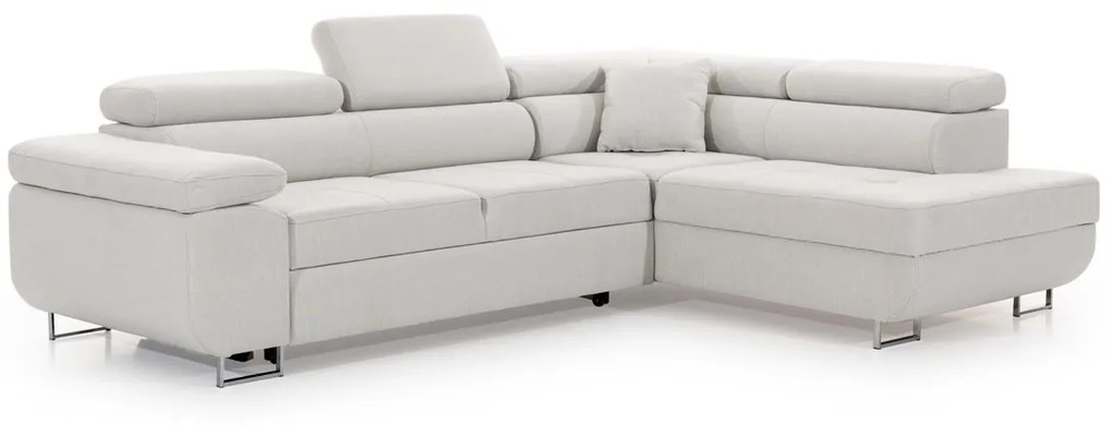 Γωνιακός καναπές Κρεβάτι Annabelle L, με αποθηκευτικό χώρο, λευκό 270x98x200cm-Δεξιά γωνία-BOG1765