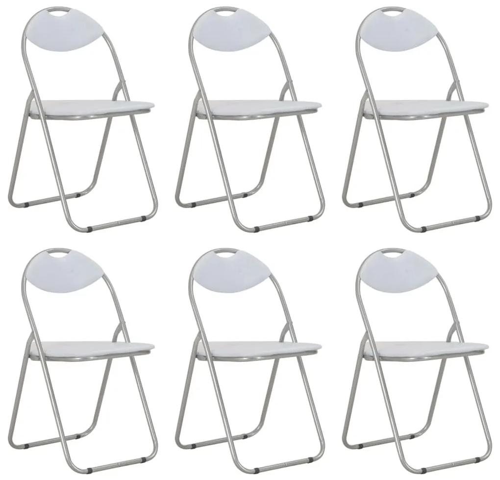 Καρέκλες Τραπεζαρίας Πτυσσόμενες 6 τεμ. Λευκές Συνθετικό Δέρμα - Λευκό