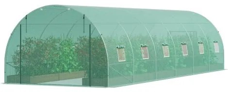 VEVOR Walk-in Tunnel Greenhouse 29.2x9.7x6.5ft Galvanized Frame PE Cover Green