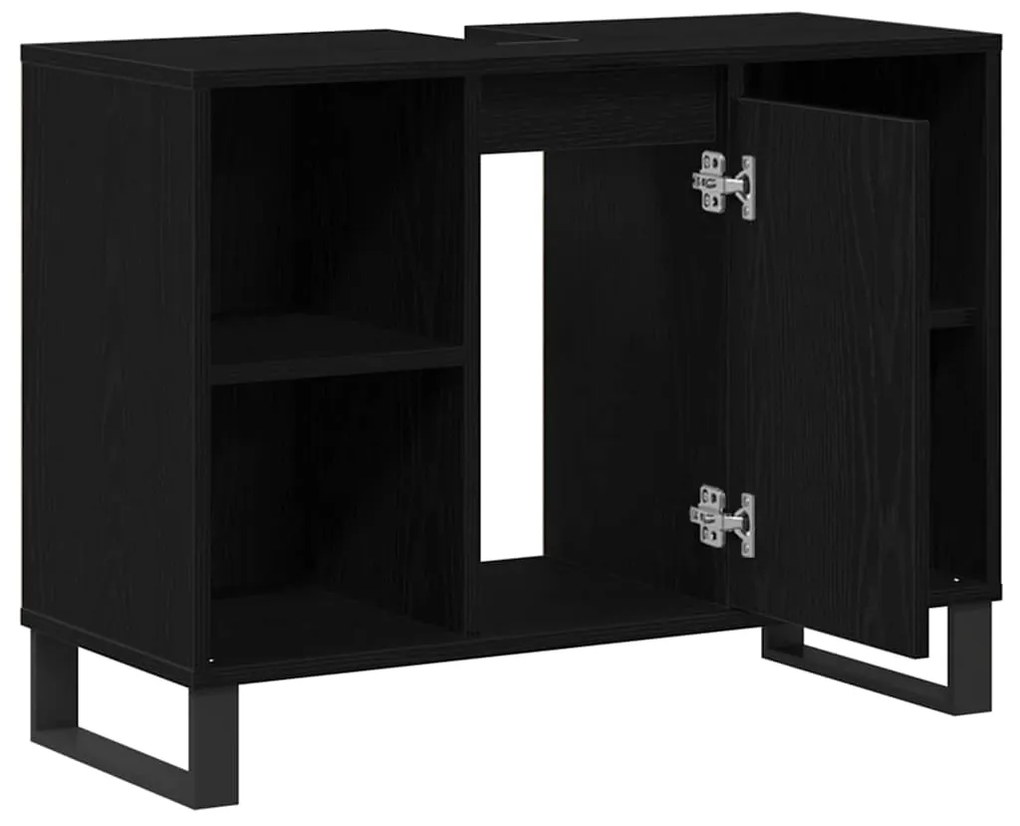 vidaXL Ντουλάπι Μπάνιου Μαύρο 80 x 33 x 60 εκ Επεξεργασμένο ξύλο