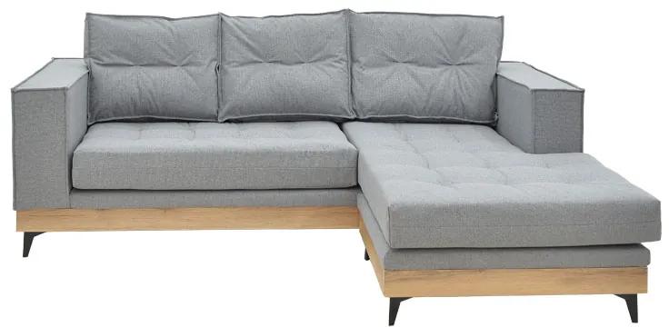 Γωνιακός καναπές αναστρέψιμος Mirabel pakoworld γκρι ύφασμα-φυσικό ξύλο 250x184x100εκ