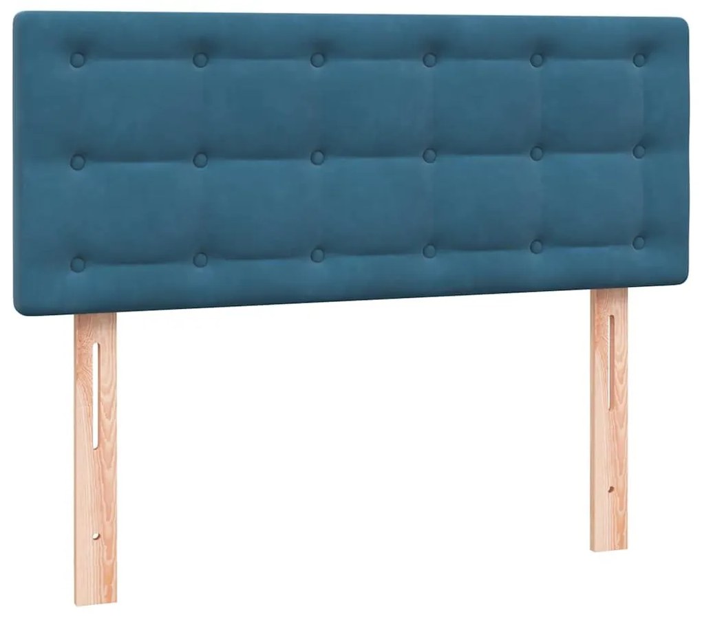 Box Spring κρεβάτι με στρώμα σκούρο μπλε 120x220 cm Βελούδινο - Μπλε