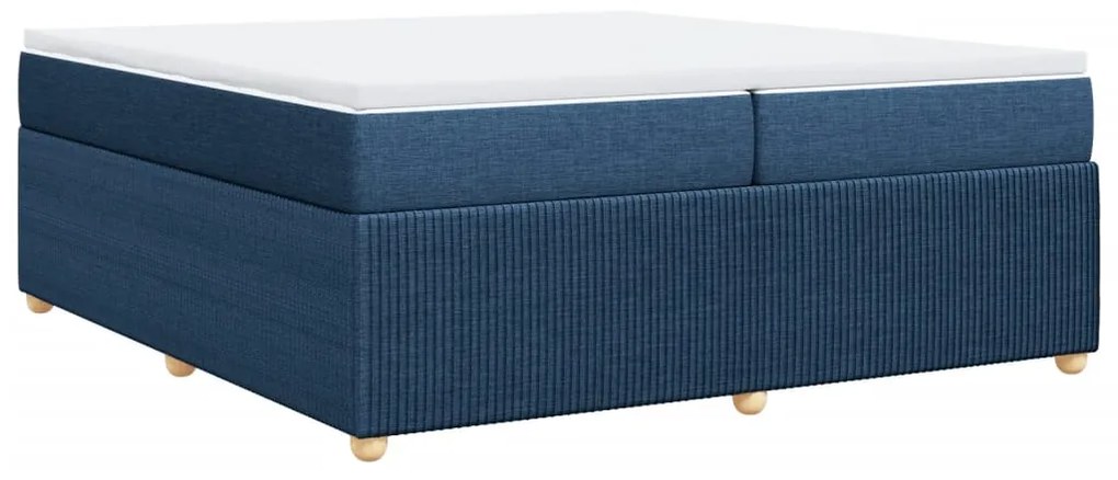 vidaXL Κρεβάτι Boxspring με Στρώμα Μπλε 200x200 εκ. Υφασμάτινο