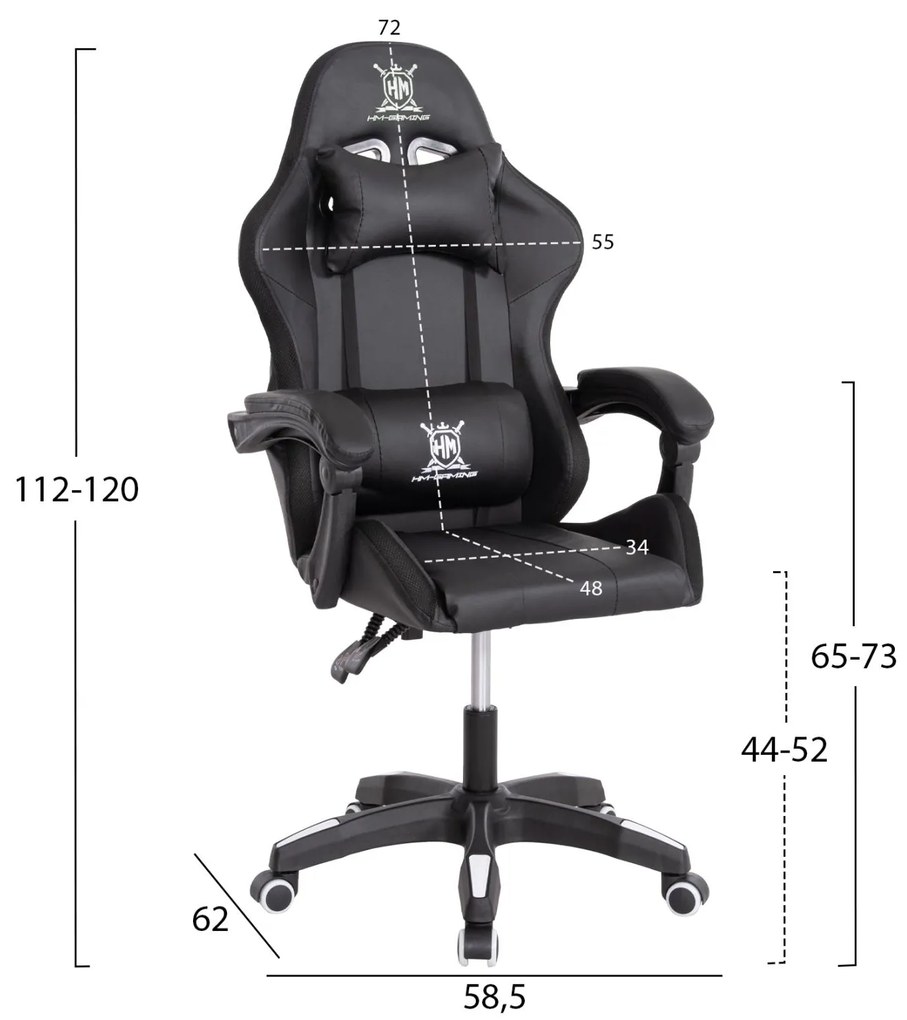 ΠΟΛΥΘΡΟΝΑ GAMING DARREN ΜΑΥΡΟ-ΛΕΥΚΟ PVC & NYLON 51x49x125Υεκ.