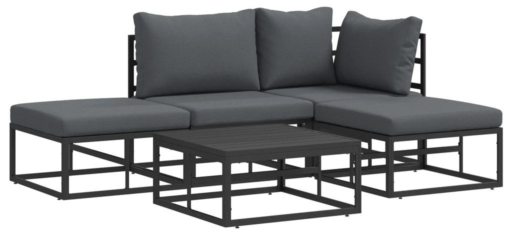 vidaXL Σετ Καναπέ Κήπου 5 pcs Μαύρο 70 x 70 x 32 εκ Αλουμίνιο