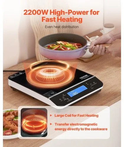 VEVOR Portable Induction Cooktop 2200W Countertop Burner 9 Temp Levels Hot Plate