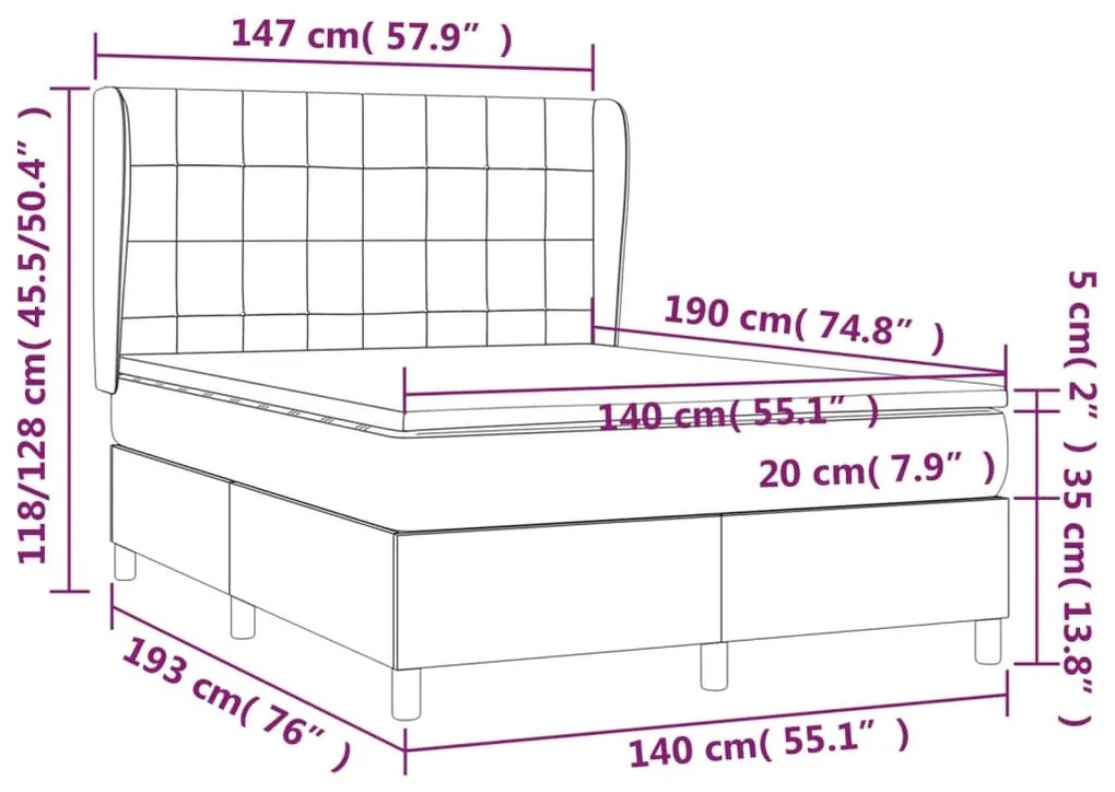 ΚΡΕΒΑΤΙ BOXSPRING ΜΕ ΣΤΡΩΜΑ ΣΚΟΥΡΟ ΚΑΦΕ 140X190 ΕΚ. ΥΦΑΣΜΑΤΙΝΟ 3127960