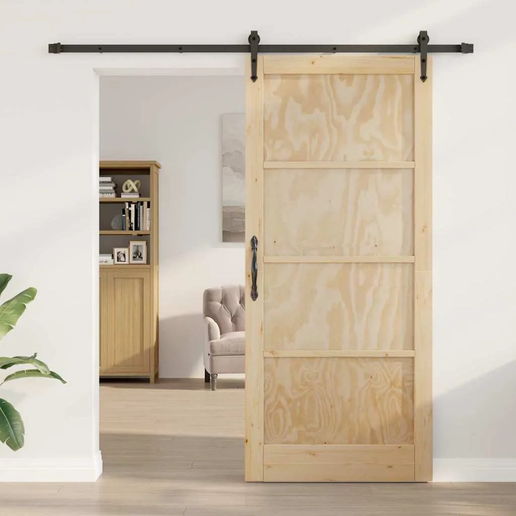 vidaXL Συρόμενη Πόρτα ORKDAL Καφέ 93 x 211 εκ. Μασίφ ξύλο πεύκου