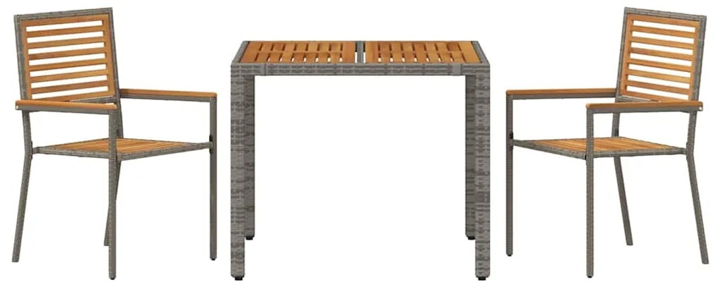 vidaXL Σέτ φαγητού για κήπο 3 pcs Γκρι και Καφέ συνθετικό ρατάν