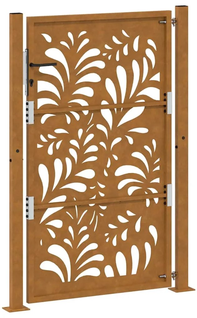 Πύλη κήπου 105x155 cm από καιρικό χάλυβα με σχέδιο κύματος - Καφέ