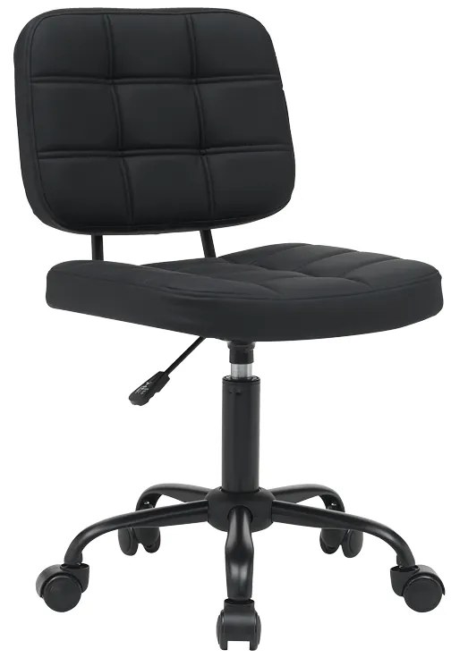 Καρέκλα γραφείου Sedia pakoworld pu σε μαύρη απόχρωση 50x50x75-85εκ