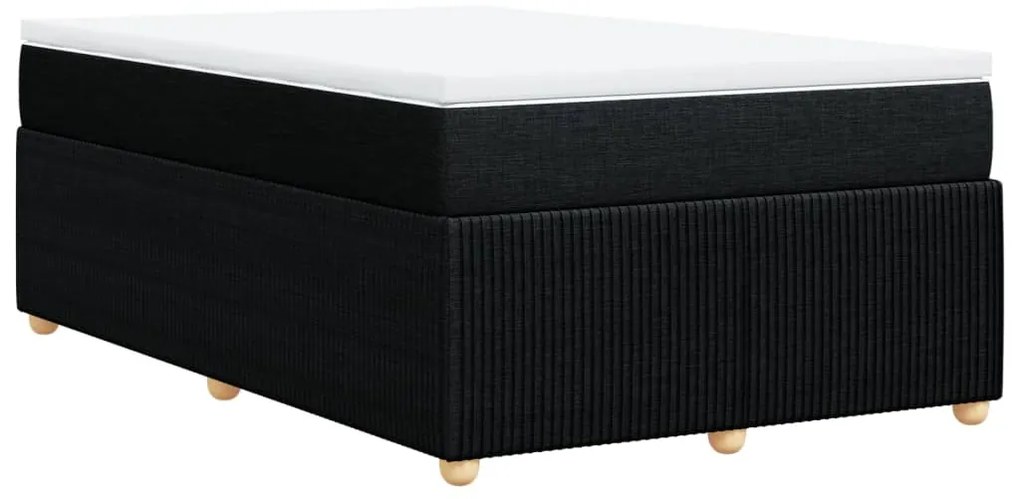 vidaXL Κρεβάτι Boxspring με Στρώμα Μαύρο 120x190 εκ. Υφασμάτινο