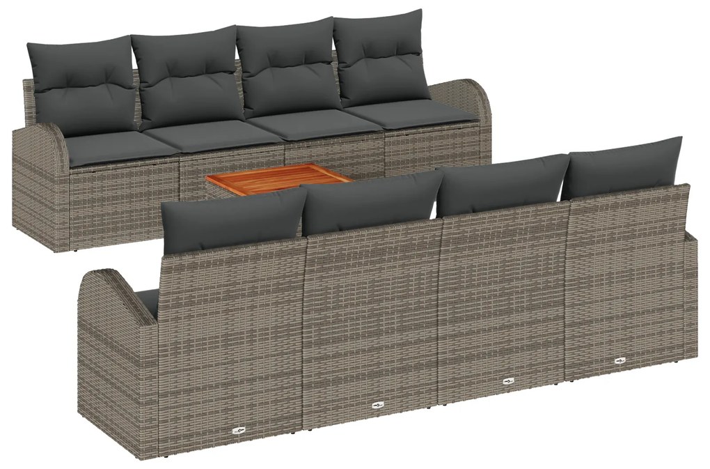 vidaXL Σετ Καναπέ Κήπου Γκρι 9 pcs Γκρι Large Ράτταν, Μαξιλάρι
