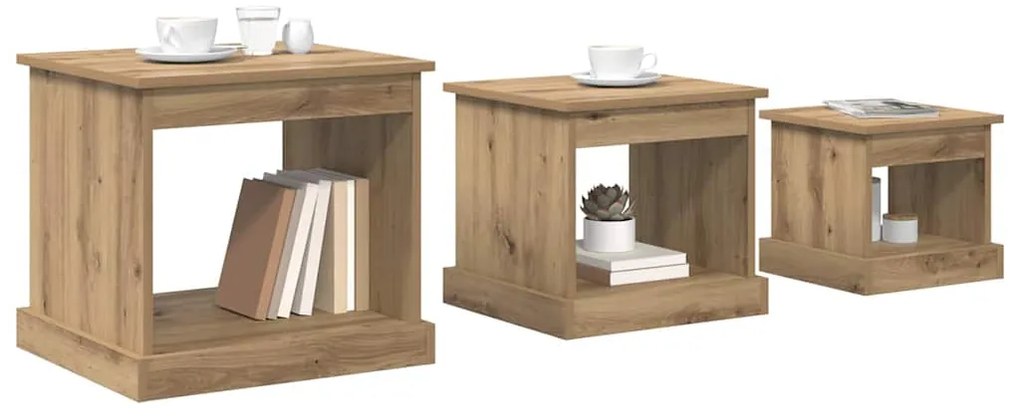 vidaXL Τραπεζάκι σαλονιού 3 pcs Artisan Oak Επεξεργασμένο ξύλο
