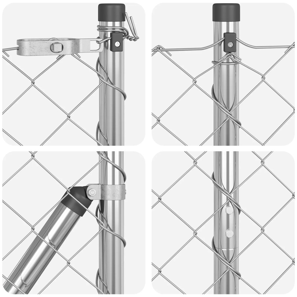 vidaXL Σετ Στύλων Φράχτη Ασημί Μαύρο 10x1.5μ