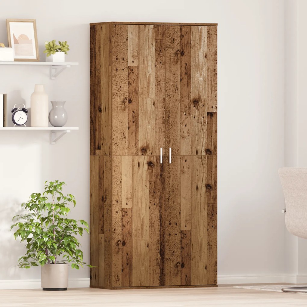 vidaXL Υψηλή ντουλάπα Παλιό Ξύλο 80x35x180 εκ. Επεξεργασμένο Ξύλο