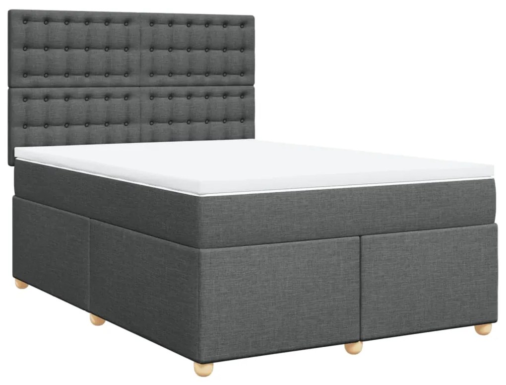 vidaXL Κρεβάτι Boxspring με Στρώμα Σκούρο Γκρι 160x200 εκ Υφασμάτινο