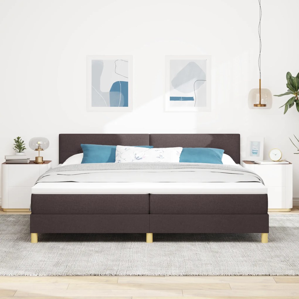 vidaXL Κρεβάτι Σκηνής με Στρώμα Σκούρο Καφέ 200x200 εκ. Υφάσματος