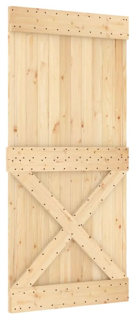 vidaXL Συρόμενη Μεσόπορτα με Μηχανισμό 95 x 210 εκ. Μασίφ Ξύλο Πεύκου