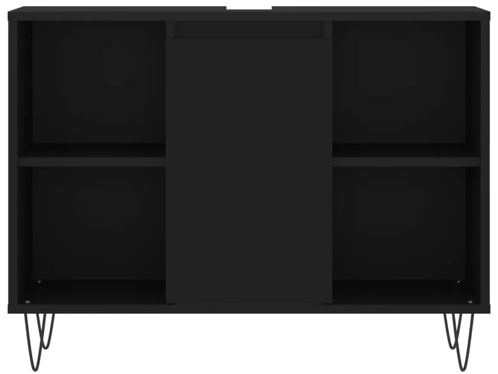 vidaXL Ντουλάπι Μπάνιου Μαύρο 80 x 33 x 60 εκ. από Επεξεργασμένο Ξύλο