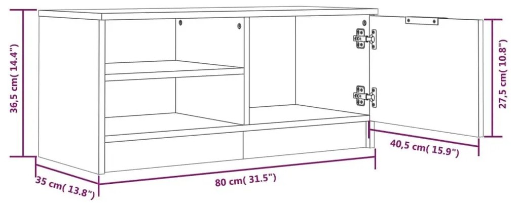 Έπιπλα Τηλεόρασης 2 τεμ. Λευκό 80 x 35 x 36,5 εκ. Επεξεργ. Ξύλο - Λευκό