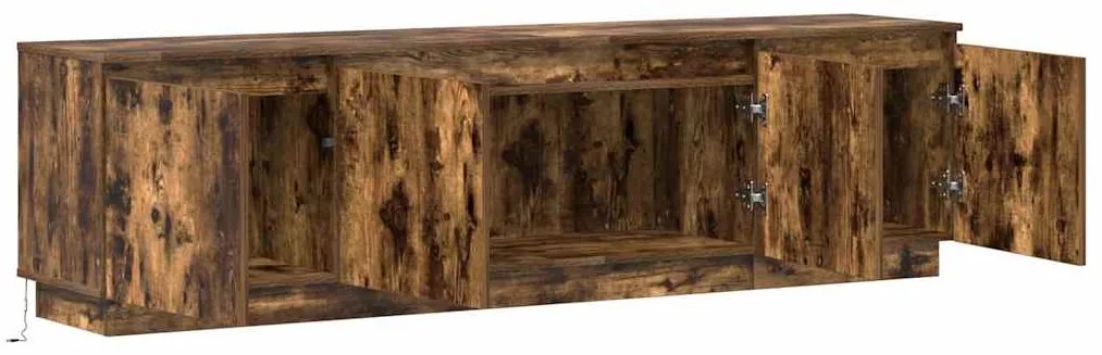 vidaXL Βιτρίνα τηλεόρασης με LED Καπνιστή δρυς 180 x 38 x 49 εκ