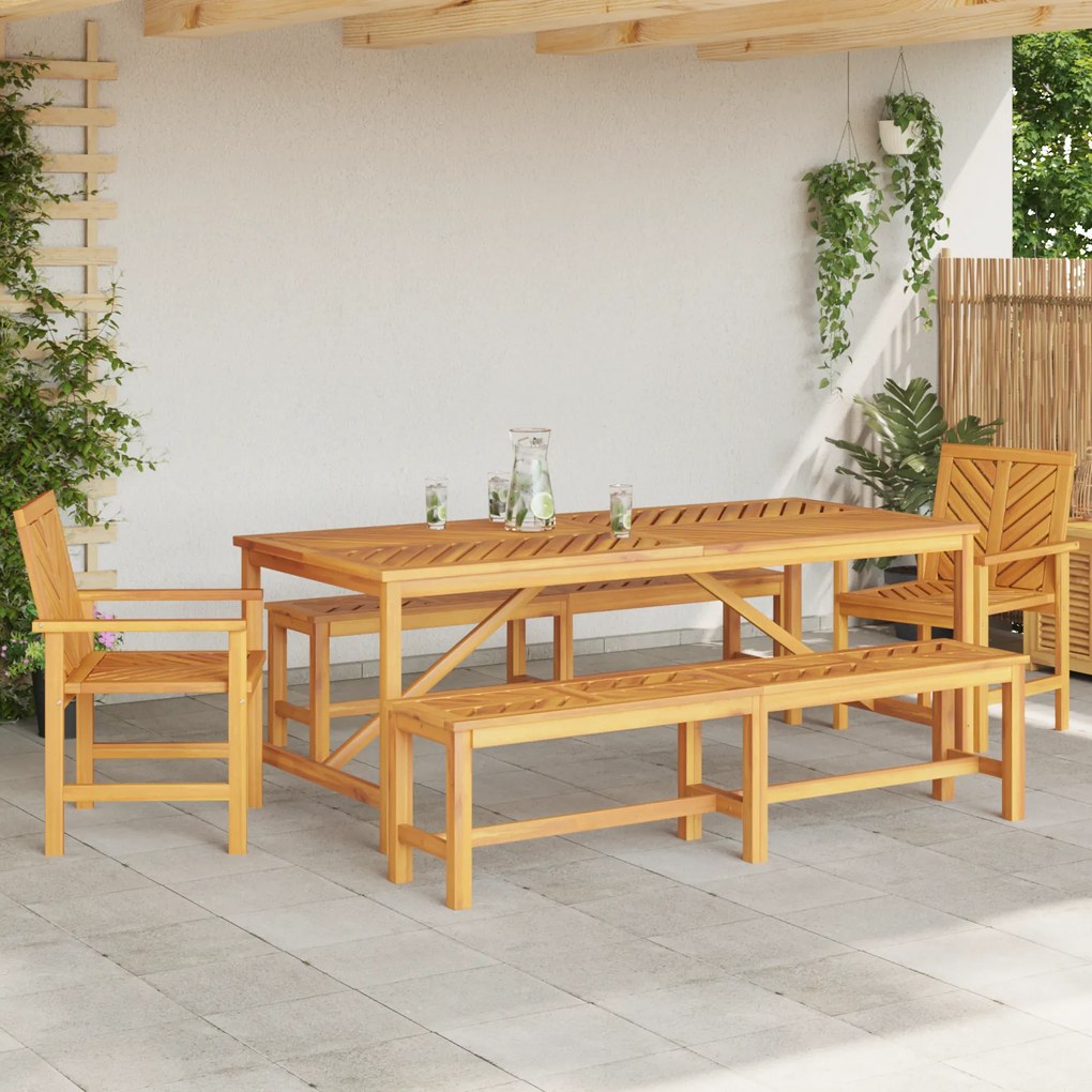 vidaXL Σέτ φαγητού για κήπο 5 pcs Καφέ 200 x 90 x 74 cm