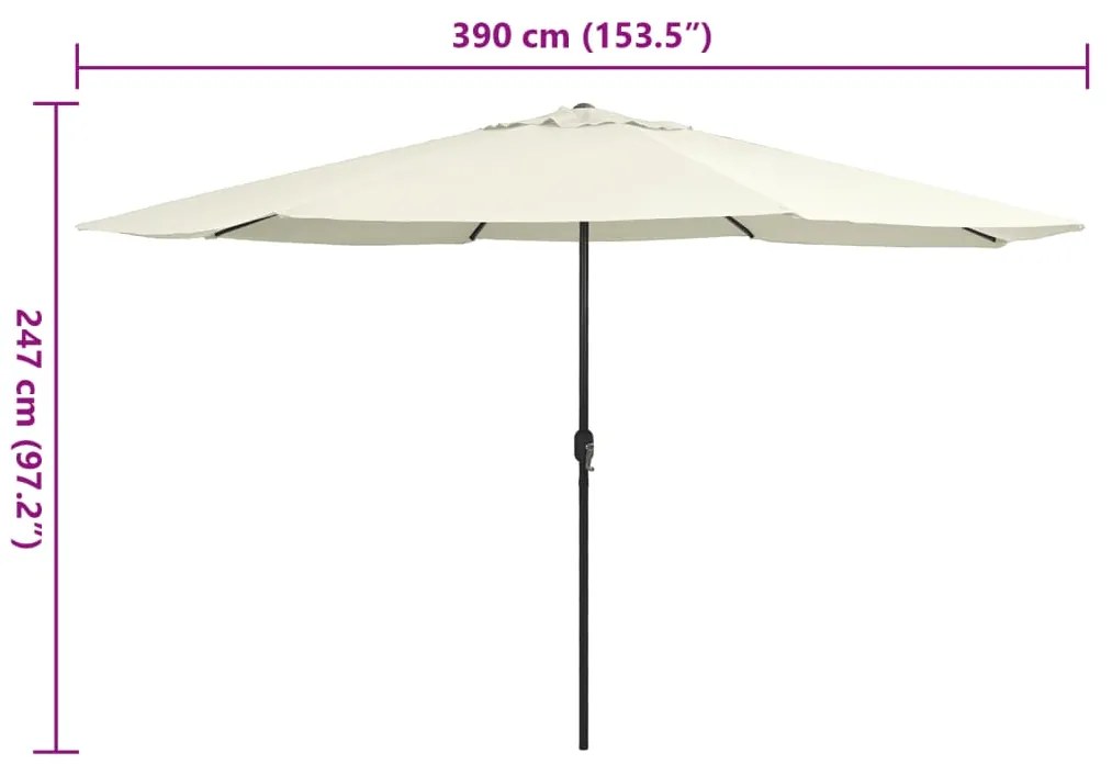 vidaXL Ομπρέλα Κήπου Λευκό της Άμμου 390 εκ. με Μεταλλικό Ιστό