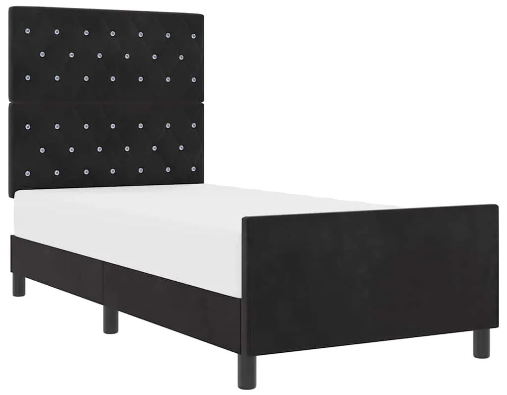 vidaXL Σκελετός Κρεβατιού με κεφαλάρι Μαύρο 90 x 190 cm Βελούδο