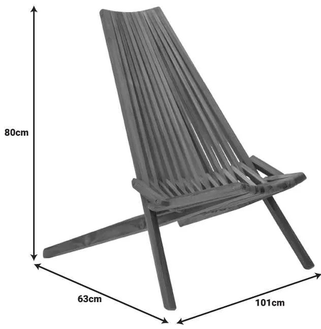 Πολυθρόνα Phoenox pakoworld πτυσσόμενη φυσικό teak ξύλο 101x63x80εκ