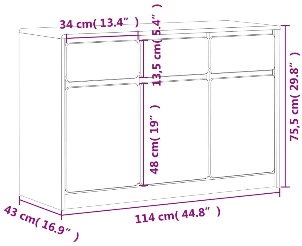 ΜΠΟΥΦΕΣ SAUDA ΔΡΥΣ 114X43X75,5 ΕΚ. ΑΠΟ ΜΑΣΙΦ ΞΥΛΟ ΠΕΥΚΟΥ 377601