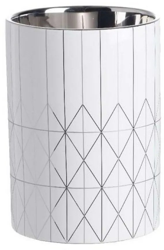 Κασπώ Geometric 8042 16x16x22cm White-Silver Artekko Κεραμικό
