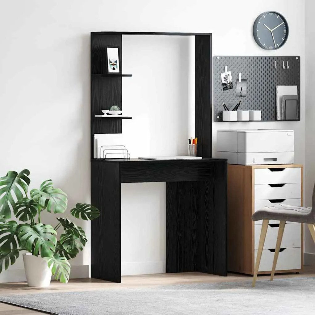 Γραφείο Μαύρη Οξυά 78,5 x 37 x 154,5 εκ Επεξεργασμένο ξύλο
