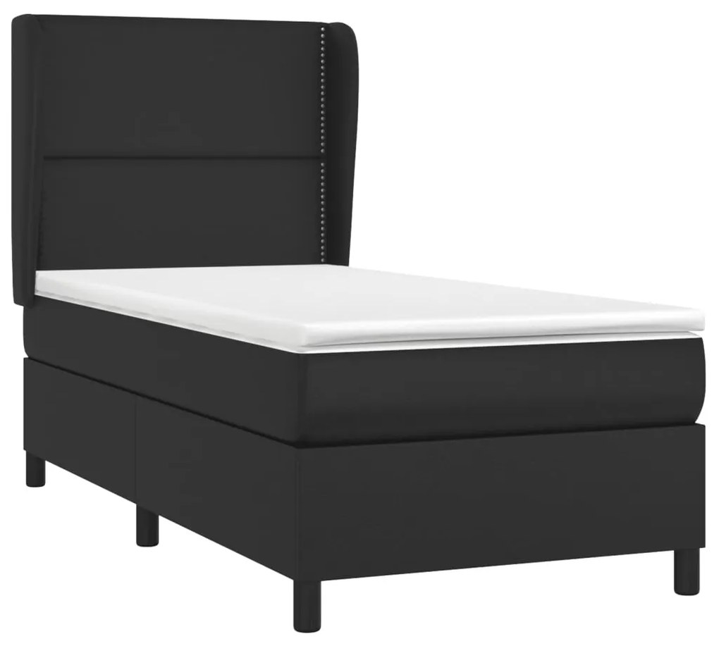 vidaXL Κρεβάτι Boxspring με Στρώμα Μαύρο 80 x 200 εκ. Συνθετικό Δέρμα