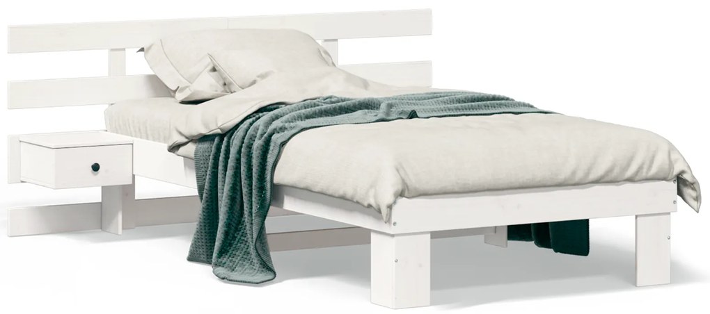 vidaXL Σκελετός Κρεβατιού Λευκό 75 x 190 cm Μασίφ ξύλο πεύκου