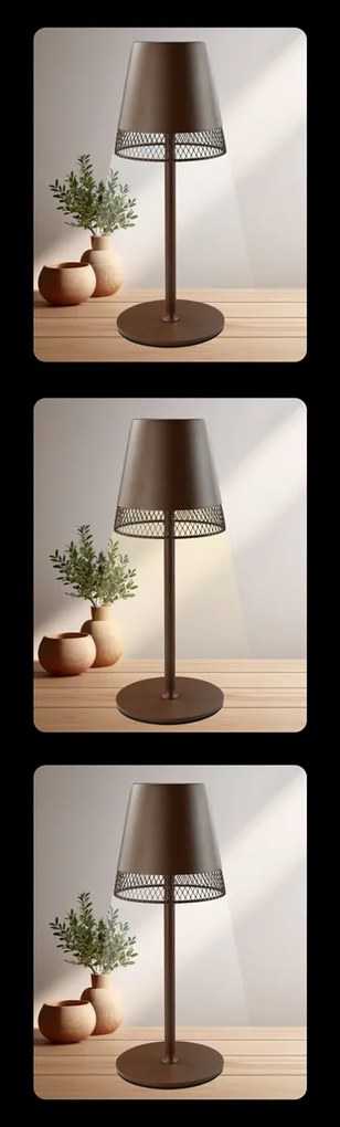 POWERTECH LED επιτραπέζιο φωτιστικό HLL-0191, ρυθμιζόμενο, επαναφορτιζόμενο, καφέ