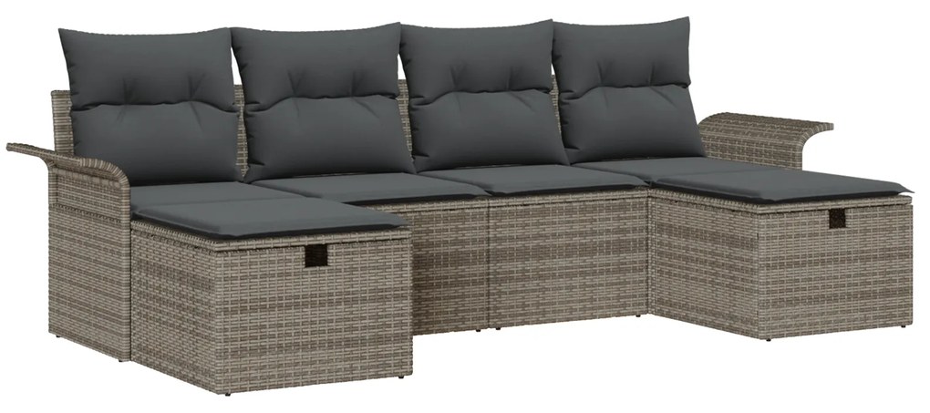 vidaXL Σετ σα lounge κήπου 6 κομματιών με μαξιλάρια Γκρι Πολυεστέρα