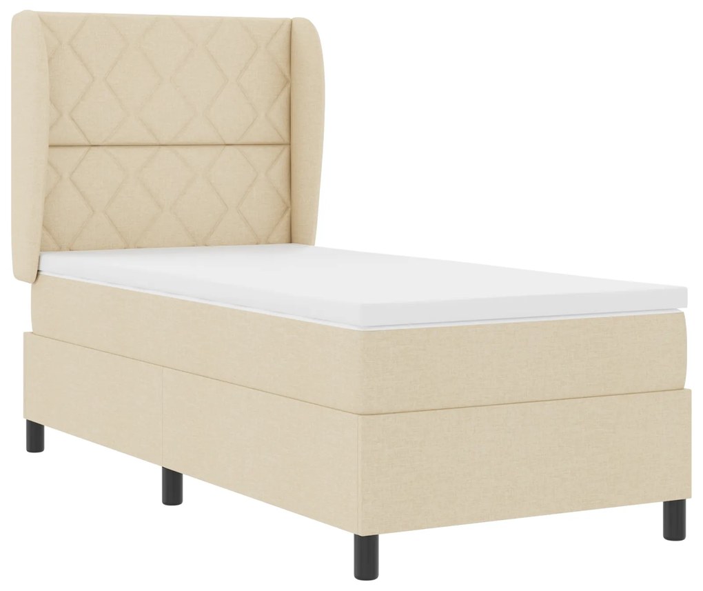 vidaXL Κρεβάτι με Στρώμα Κρεμ Box, 90x200 εκ.