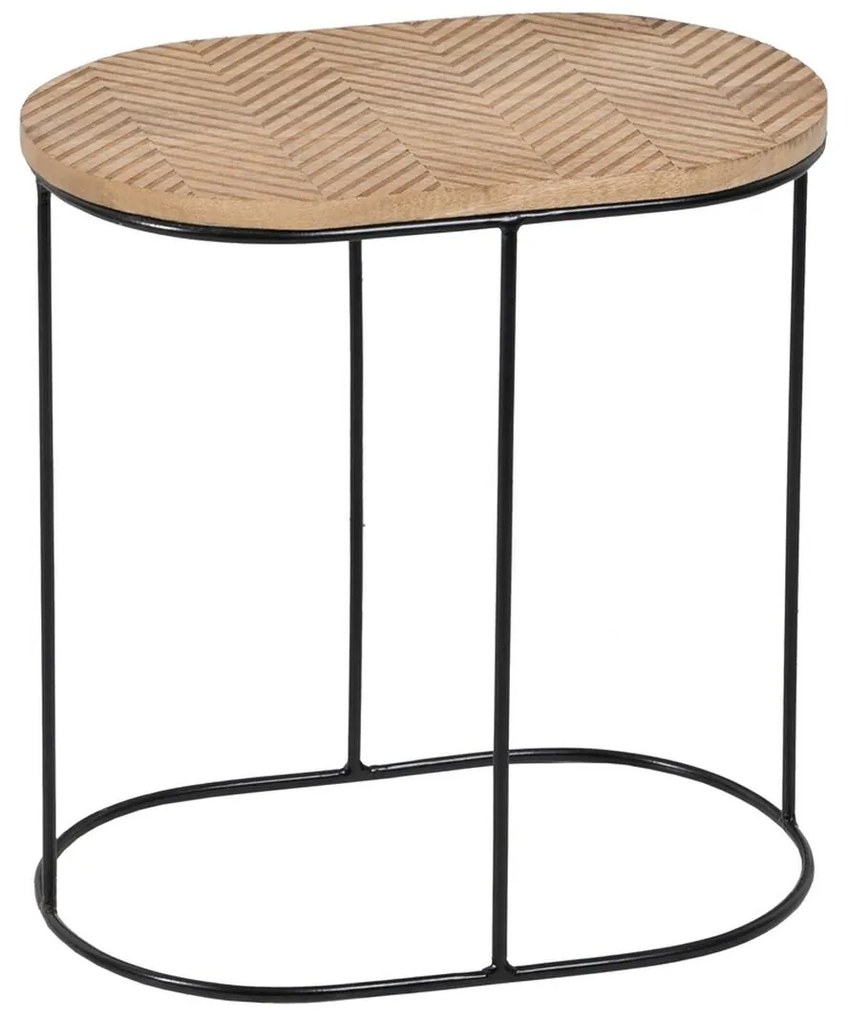 Βοηθητικό Τραπέζι 60 x 39,5 x 60 cm Φυσικό Μαύρο Μέταλλο Ξύλο (x2)