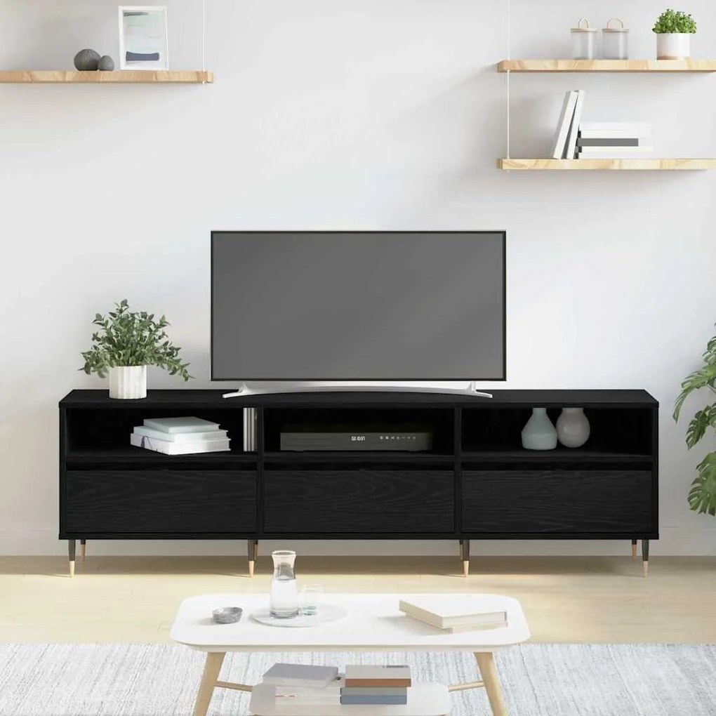 vidaXL Ντουλάπι τηλεόρασης  Μαύρη Δρυς 150x30x44.5 εκ. Επεξεργασμένο Ξύλο