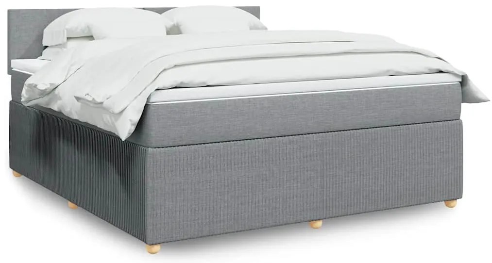 vidaXL Κρεβάτι Boxspring με Στρώμα Ανοιχτό Γκρι 180x200 εκ. Υφασμάτινο