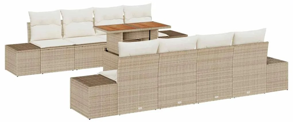 vidaXL Σέτ φαγητού για κήπο 9 pcs Μπεζ, Κρέμα 100 x 55 x 73 εκ