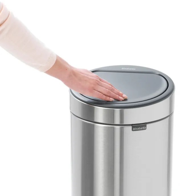 Κάδος Brabantia Touch Bin New 650007, 30 L, αθόρυβο και ομαλό κλείσιμο, γκρι