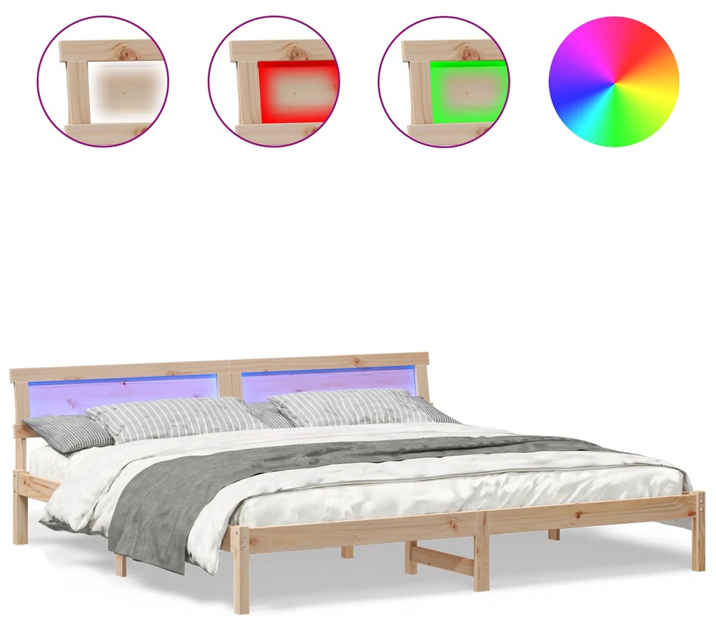 vidaXL Σκελετός Κρεβατιού Καφέ 180 x 200 cm Μασίφ ξύλο πεύκου