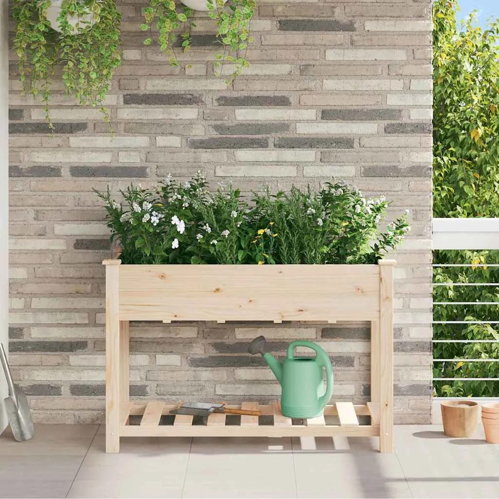 vidaXL Γλάστρα Κήπου Μπεζ 115 x 59 x 76.5 εκ Στερεό ξύλο έλατου