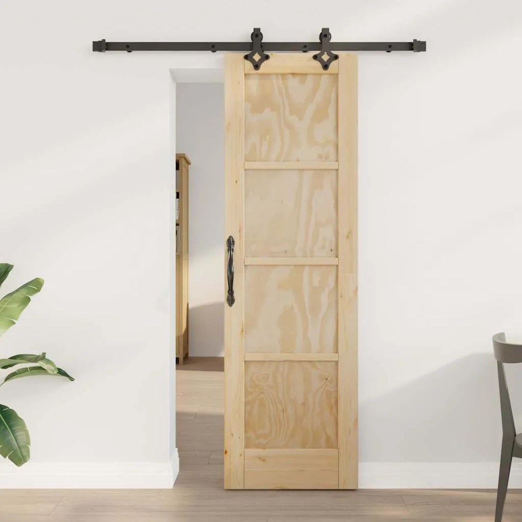 vidaXL Σετ Συρόμενης Πόρτας Φυσικό και μαύρο 61 x 198.5 εκ.