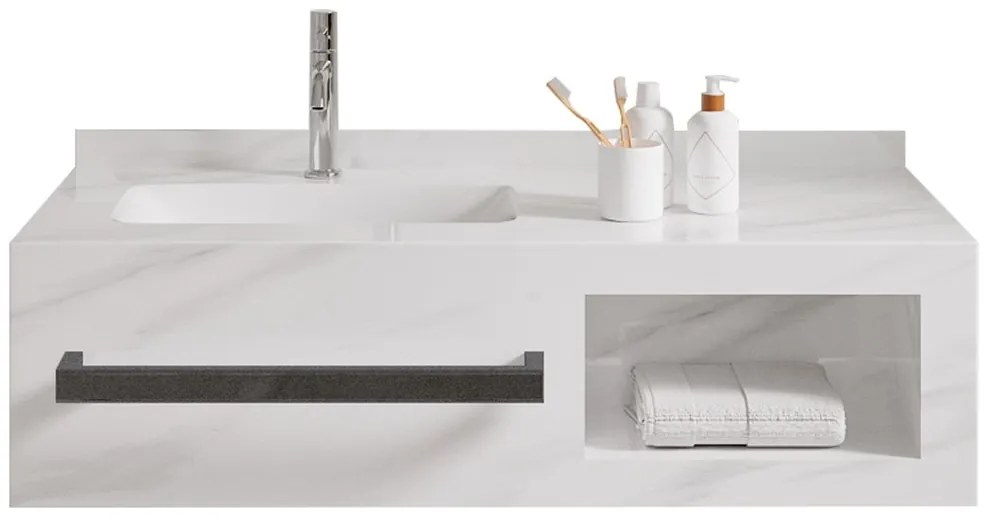 Έπιπλο Μπάνιου Πάγκος-Νιπτήρας Marlen 100 3BMAR100WHS 100x50x30cm White Πέτρα